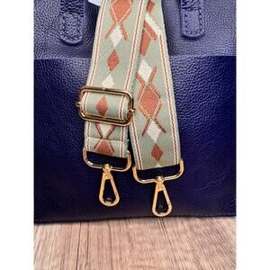 Wide Crossbody Strap Guitar Strap Argyle Green Tan Boho Bag Strap FAST SHIP